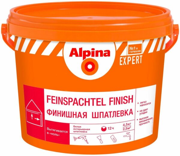 Шпатлевка полимерная финишная ALPINA Expert Feinspachtel Finish белая 4