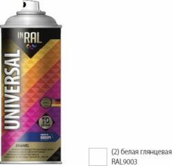 Эмаль аэрозольная универсальная белый глянец 9003 02 INRAL Universal Enamel 400 мл (26-7-6-002) купить в сети строительных магазинов Мастак