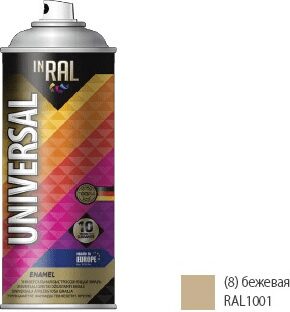 Эмаль аэрозольная универсальная бежевый 1001 INRAL Universal Enamel 400 мл (26-7-6-008) купить в Мастак Эмаль аэрозольная универсальная бежевый 1001 INRAL Universal Enamel 400 мл (26-7-6-008) купить в сети строительных магазинов Мастак