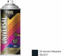 Эмаль аэрозольная универсальная черный глянец 9017 04 INRAL Universal Enamel 400 мл (26-7-6-004) купить в сети строительных магазинов Мастак