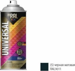 Эмаль аэрозольная универсальная черный матовый 9011 05 INRAL Universal Enamel 400 мл (26-7-6-005) купить в сети строительных магазинов Мастак