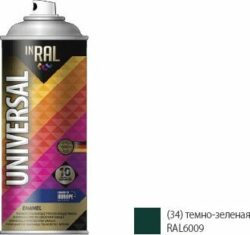 Эмаль аэрозольная универсальная зеленый темный 6009 34 INRAL Universal Enamel 400 мл (26-7-6-034) купить в сети строительных магазинов Мастак