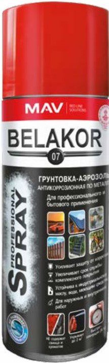 Грунтовка аэрозольная алкидная BELAKOR 07 антикор черная 520 мл (03073-011011) купить в сети строительных магазинов Мастак