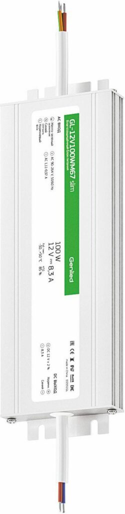 Драйвер для светодиодной ленты 100 Вт 12В IP67 GENILED (09020) купить в сети строительных магазинов Мастак