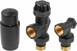 Комплект кранов для радиаторов 1/2 осевой черный AV ENGINEERING (AVE32012B) купить в сети строительных магазинов Мастак