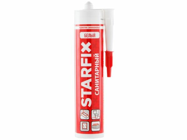 Герметик силиконовый STARFIX Sanitary Silicone белый 300 мл (SM-57866) купить в сети строительных магазинов Мастак