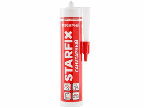 Герметик силиконовый STARFIX Sanitary Silicone бесцветный 300 мл (SM-57867) купить в сети строительных магазинов Мастак