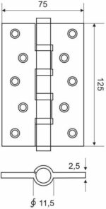 Петля дверная врезная 125х75 мм ARNI 125х75 мм SSC 2 штуки матовый хром купить в сети строительных магазинов Мастак