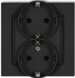 Розетка двойная скрытая с заземлением и шторками KARLIK Mini черный матовый (12MGP-2sp) купить в сети строительных магазинов Мастак