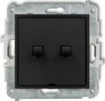 Выключатель двухклавишный скрытый KARLIK Mini черный матовый (12MWPUS-2) купить в сети строительных магазинов Мастак
