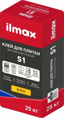 Клей для плитки ILMAX S1 армированный 25 кг купить в сети строительных магазинов Мастак