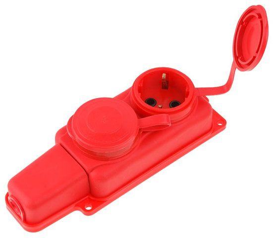 Розетка переносная двойная 16А 250В с заземлением ЮПИТЕР красная (JP7601-08) купить в Мастак Розетка переносная двойная 16А 250В с заземлением ЮПИТЕР красная (JP7601-08) купить в сети строительных магазинов Мастак