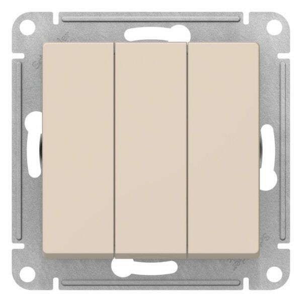 Выключатель трехклавишный скрытый SCHNEIDER ELECTRIC AtlasDesign бежевый (ATN000231) купить в сети строительных магазинов Мастак