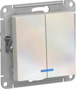 Выключатель двухклавишный скрытый с подсветкой SCHNEIDER ELECTRIC AtlasDesign жемчуг (ATN000453) купить в сети строительных магазинов Мастак