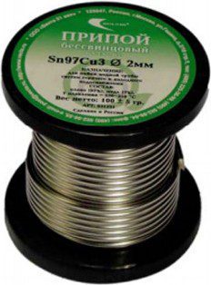 Припой ВЕКТА Sn97Cu3 бессвинцовый без канифоли 3 мм катушка 100 г (31252) купить в Мастак Припой ВЕКТА Sn97Cu3 бессвинцовый без канифоли 3 мм катушка 100 г (31252) купить в сети строительных магазинов Мастак