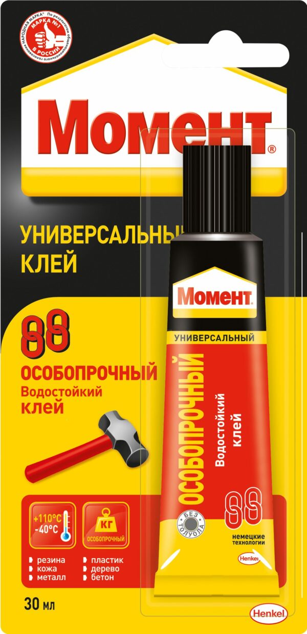 Клей универсальный МОМЕНТ 88 Особопрочный 30 мл (1137990) купить в сети строительных магазинов Мастак