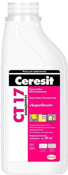 Грунтовка CERESIT CT 17 Super Grunt концентрат бесцветный 1 л купить в сети строительных магазинов Мастак