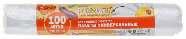 Пакеты для пищевых продуктов РОМАШКА Стандарт 100 штук (ПУ24/31/100) купить в сети строительных магазинов Мастак