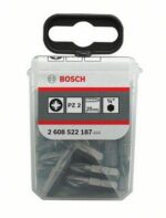 Бита для шуруповерта PZ2 25 мм BOSCH Extra Hard 25 штук (2608522187) купить в сети строительных магазинов Мастак