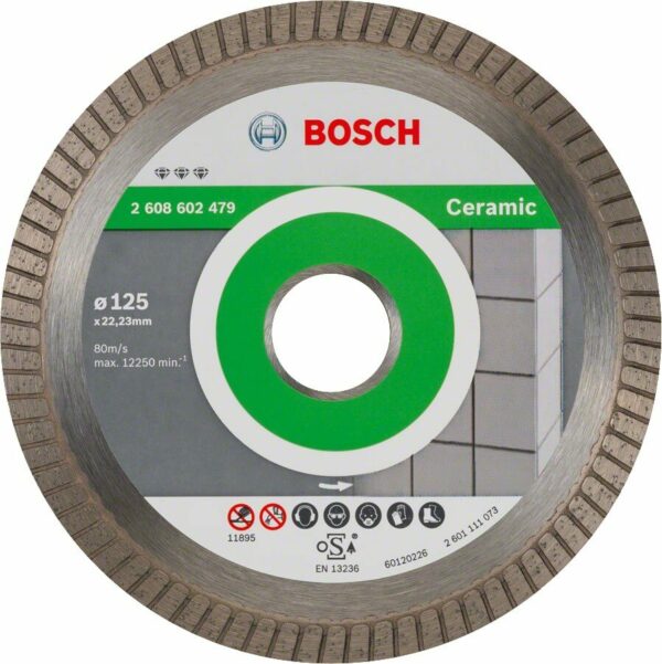 Круг алмазный 125х22 мм BOSCH Best for Ceramic Extra-Clean Turbo (2608602479) купить в сети строительных магазинов Мастак