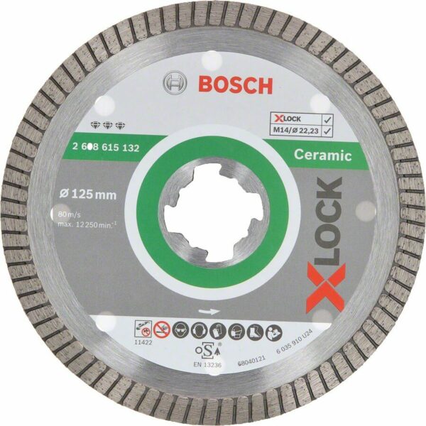 Круг алмазный 125х22 мм BOSCH Turbo X-LOCK Best for Ceramic Extraclean (2608615132) купить в сети строительных магазинов Мастак