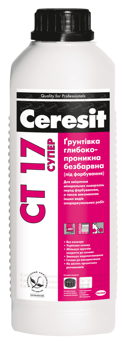 Грунтовка CERESIT CT 17 Super Grunt концентрат бесцветный 2 л купить в сети строительных магазинов Мастак