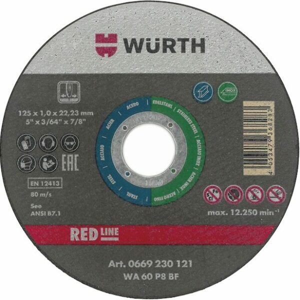 Круг отрезной 125x1 мм WURTH RED LINE (669230121) купить в сети строительных магазинов Мастак