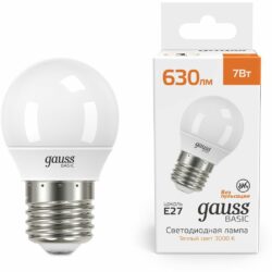 Лампа светодиодная E27 Gauss Basic G45 7 Вт 3000K (10502172) купить в сети строительных магазинов Мастак