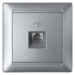 Розетка телефонная BYLECTRICA Стиль серебро (ТР4-034сер) купить в сети строительных магазинов Мастак