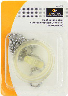 Пробка для ванны прозрачная с цепочкой в блистере СИМТЕК (10-0003) купить в Мастак Пробка для ванны прозрачная с цепочкой в блистере СИМТЕК (10-0003) купить в сети строительных магазинов Мастак