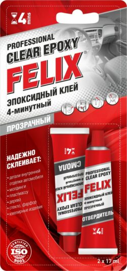 Клей FELIX бесцветный (смола 17 мл + отвердитель 17 мл) (411040064) купить в сети строительных магазинов Мастак