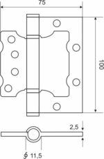 Петля дверная бабочка накладная 100х75 мм ARNI CP хром купить в сети строительных магазинов Мастак