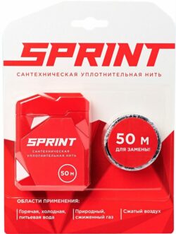 Нить сантехническая Sprint 50 м бокс + запасная катушка 50 м РЕГИОНСПЕЦТЕХНО (61012) купить в сети строительных магазинов Мастак