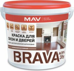 Краска ВД BRAVA Acryl 35у для окон и дверей белый полуматовый 1 л купить в сети строительных магазинов Мастак