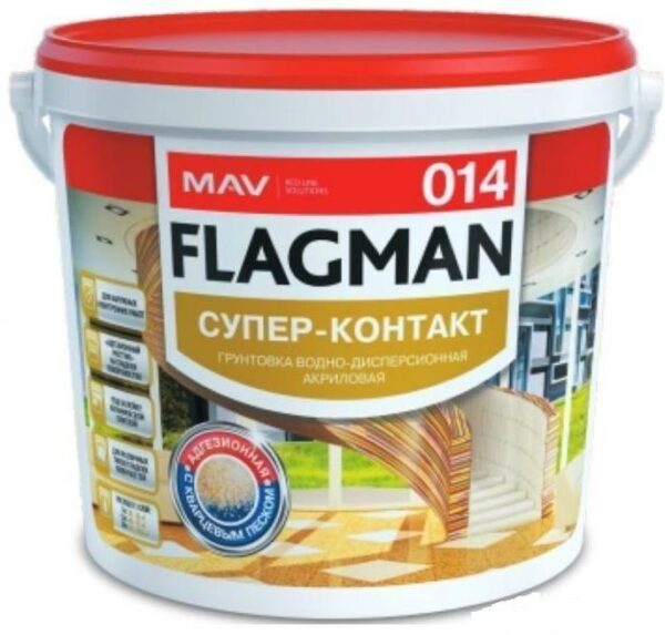 Грунтовка акриловая FLAGMAN 014 супер-контакт белая 11 л купить в сети строительных магазинов Мастак