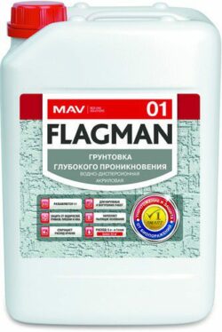 Грунтовка акриловая FLAGMAN 01 глубокого проникновения бесцветная 5 л купить в сети строительных магазинов Мастак