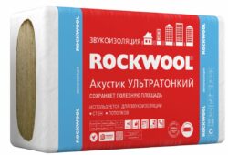 Утеплитель в плитах минвата ROCKWOOL Акустик Ультратонкий 27x1000x600 купить в сети строительных магазинов Мастак