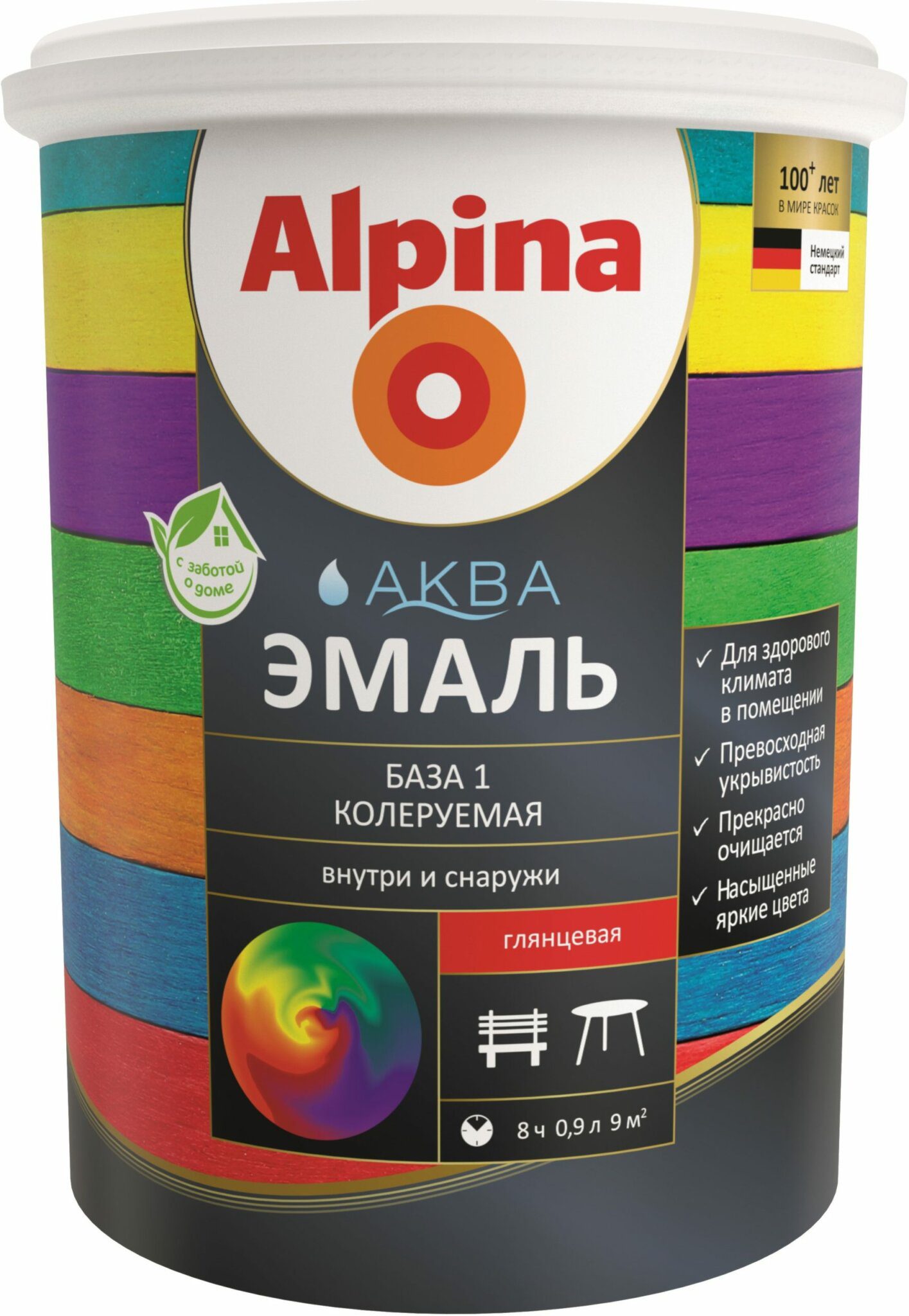 Эмаль акриловая ALPINA Аква Колеруемая белый База 1 0 Эмаль акриловая ALPINA Аква Колеруемая белый База 1 0