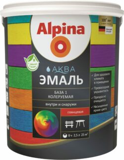 Эмаль акриловая ALPINA Аква Колеруемая белый База 1 2