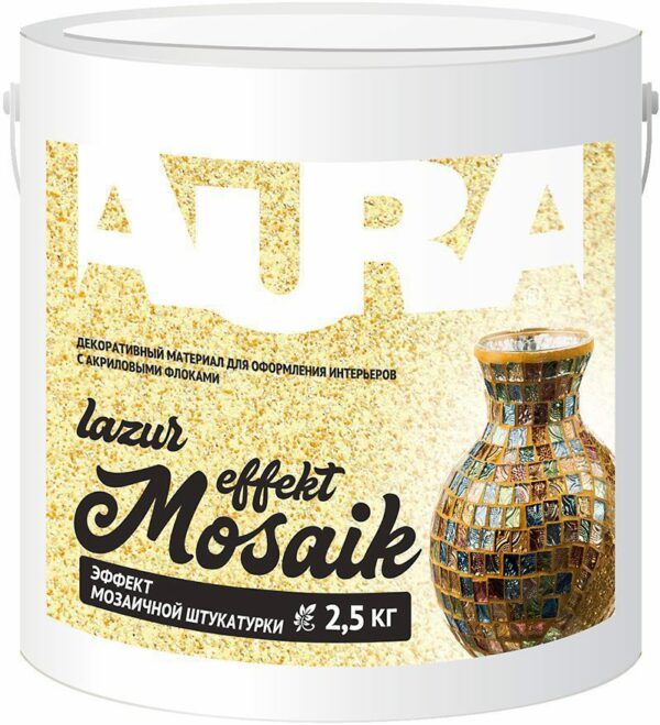 Материал декоративный AURA Lazur Mosaik Effekt солнечно-желтый 5 кг купить в сети строительных магазинов Мастак