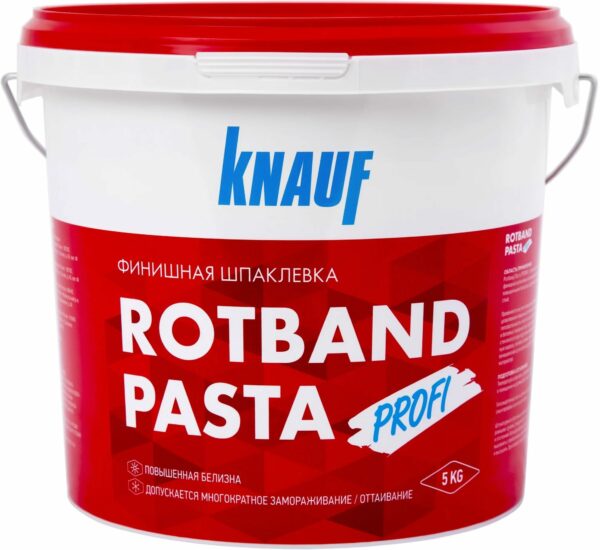 Шпатлевка полимерная финишная KNAUF Rotband Pasta Profi белая 5 кг купить в сети строительных магазинов Мастак