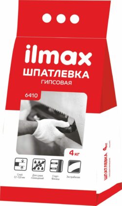 Шпатлевка гипсовая старт-финиш ILMAX 6410 белая 4 кг купить в сети строительных магазинов Мастак