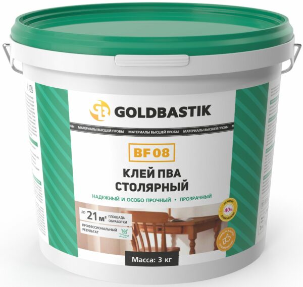 Клей ПВА столярный GOLDBASTIK 3 кг (BF 08) купить в сети строительных магазинов Мастак