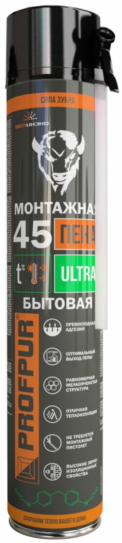 Пена монтажная PROFPUR Ultra 750 мл (4814016001816) купить в сети строительных магазинов Мастак