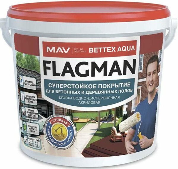 Краска акриловая FLAGMAN Bettex Aqua для бетонных полов серая 5 л купить в сети строительных магазинов Мастак