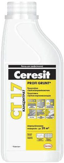 Грунтовка CERESIT CT 17 Profi Grunt концентрат светло-желтый 1 л купить в сети строительных магазинов Мастак