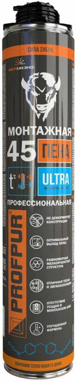 Пена монтажная PROFPUR Ultra 750 мл (4814016001755) купить в сети строительных магазинов Мастак