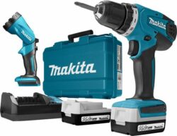 Дрель-шуруповерт аккумуляторная MAKITA DF 347 DWLE и фонарь (DF347DWLE) купить в сети строительных магазинов Мастак