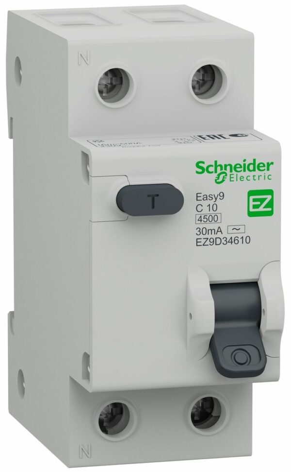 Дифавтомат SCHNEIDER ELECTRIC Easy9 1P+N C10 тип AC 30мА (EZ9D34610)  купить в сети строительных магазинов Мастак