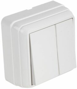 Выключатель двухклавишный наружный MUTLUSAN Bron белый (2160 302 0201) купить в сети строительных магазинов Мастак